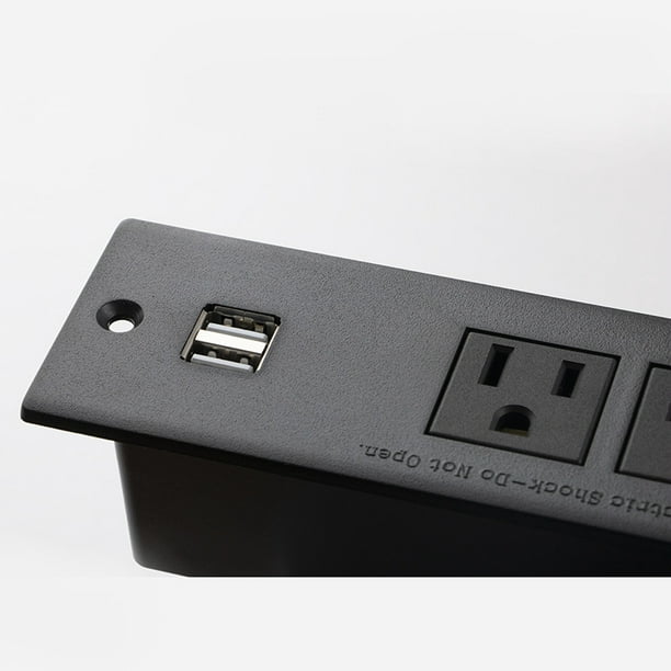 Regleta de alimentación empotrada para conferencias con puertos USB,  regleta de alimentación de mesa, estación de carga de escritorio con 2  salidas y