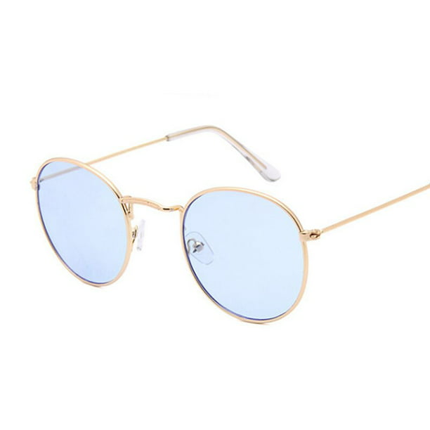 Gafas de sol redondas pequeñas de Metal para mujer, gafas de sol clásicas de viaje marca Vintage, Tan Jianjun unisex | Aurrera línea