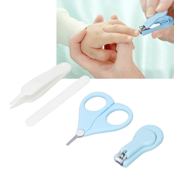  Kit de aseo para bebés 4 en 1, kit de manicura para bebés con  tijeras de uñas, pinza de uñas y lima de uñas para recién nacidos y niños  pequeños (azul) 