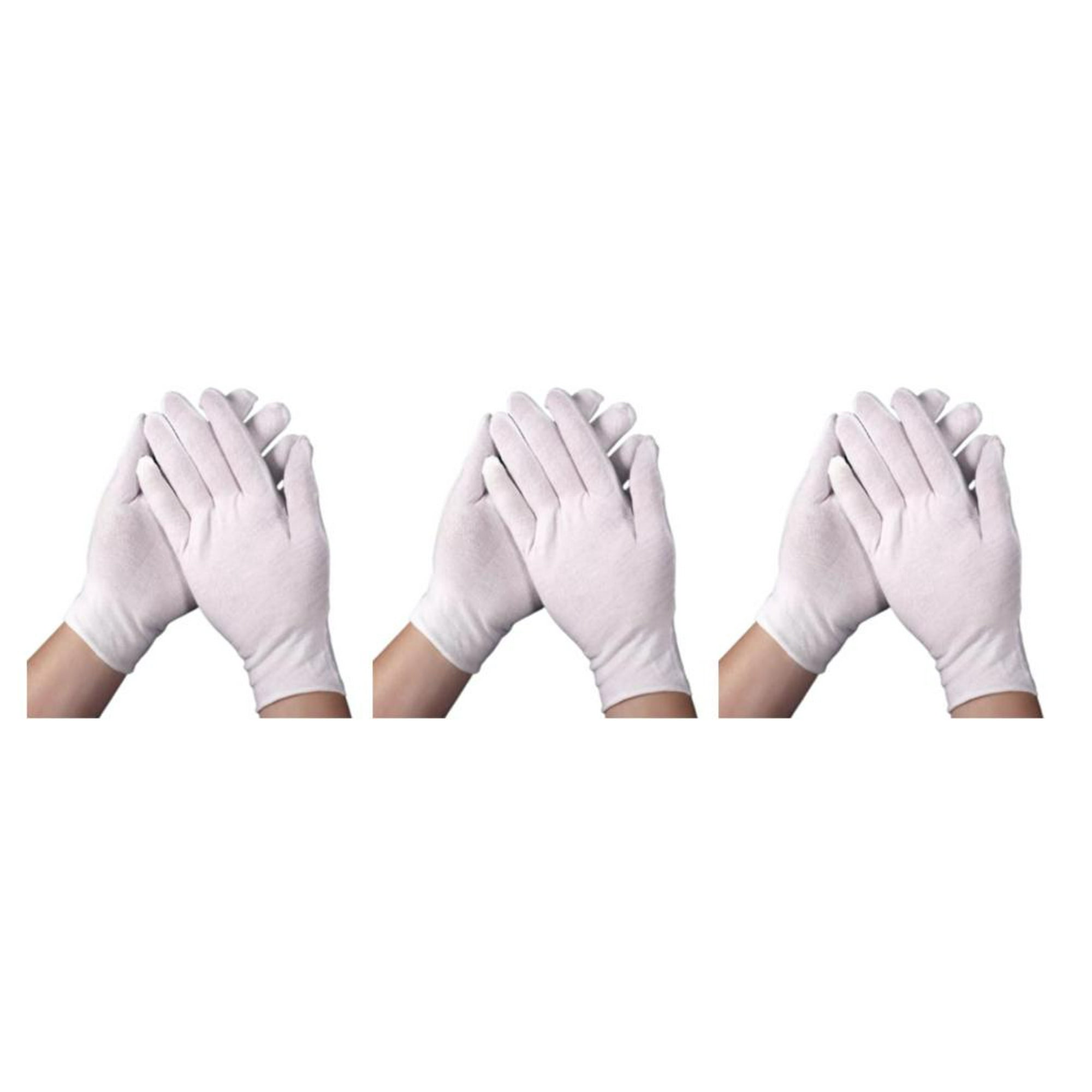 Guantes de algodón blanco, guantes de trabajo blancos, 12 pares de
