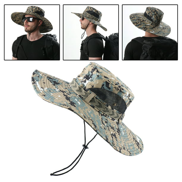 Sombrero de terre para hombre, sombrero de ala con protección , gorra  plegable para pesca libre para senderismo Camping pesca - Grey Camuflaje  gris Salvador Sombrero de sol para hombre