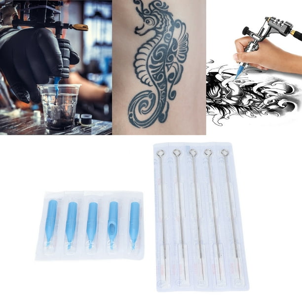 Juego de puntas de agujas para tatuajes, 50 Uds., agujas para tatuajes de  acero inoxidable de calidad alimentaria, 50 Uds., tubos con puntas de agujas  para tatuajes (1RL + 3DT)