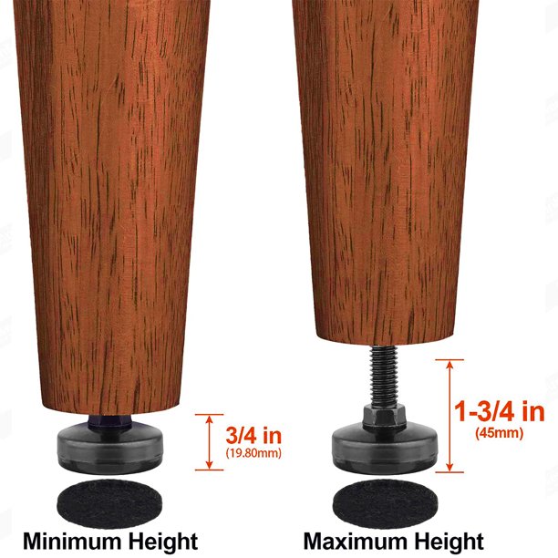 4 Patas Altas para Sofá Muyoka, Patas de Madera para Muebles