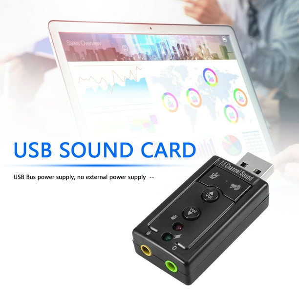 Adaptador Jack 3.5mm a USB 2.0 Tarjeta de Sonido Externa Audio 3D 7.1 PC  Laptop