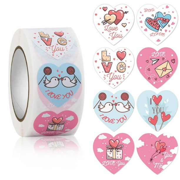SICOHOME Pegatinas de corazón para el día de San Valentín para niños, 207  piezas de etiquetas