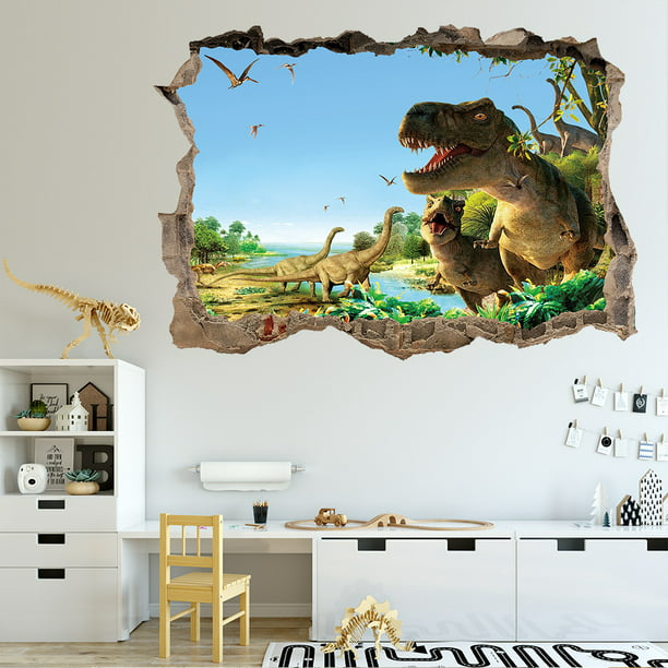 Pegatinas de pared de dinosaurio con diseño de dinosaurios para niños,  habitación de niñas, dormitorio, sala de estar, decoración de pared :  .es: Bebé