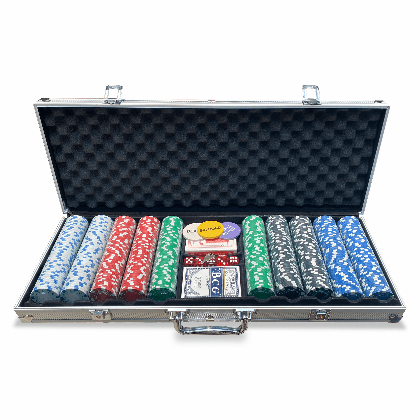 Set Poker Profesional Set De Póquer De Lujo - 500 Fichas Láser Con Núcleo Metálico - 12g - Incluye Cartas Y Dados - Maleta De Aluminio Maleta Aluminio Fichas Póquer 500