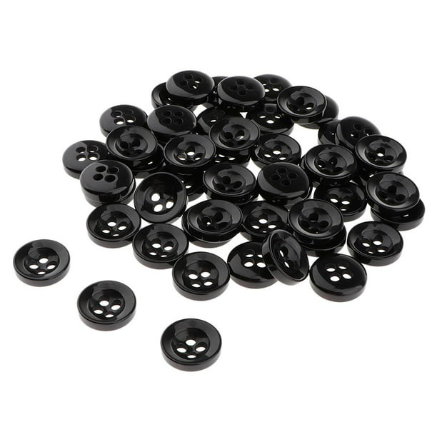 50 piezas de resina botones negros para coser botones para manualidades  Botón para coser botones para niños para coser usted mismo, 18mm Hugo 4  agujeros de coser botones