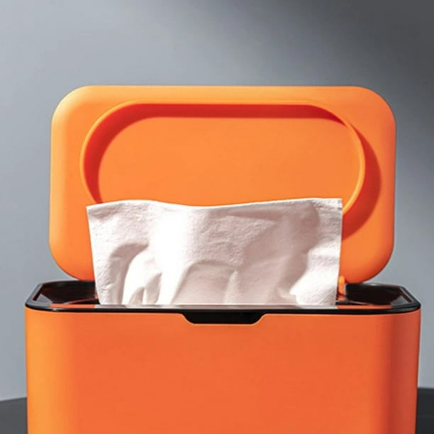 Caja dispensadora de toallitas húmedas de plástico Caja de pañuelos con  tapa Soporte para pañuelos húmedos Estuche de almacenamiento con cubierta  faci naranja perfecl sostenedor del tejido