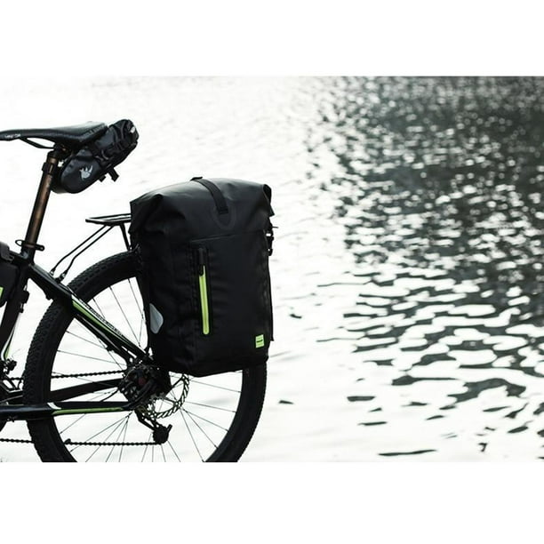 Alforjas de bicicleta a prueba de agua 25L Bolsa de maletero de asiento  trasero duradero para bicicleta Alforjas de sillín trasero de bicicleta  Negro 1 Macarena Paquete de soporte trasero para bicicleta