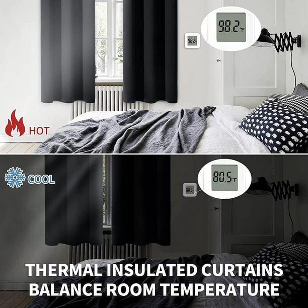 Cortinas opacas para dormitorio, con aislamiento térmico y ojales, para  oscurecer la habitación, juego de 2 paneles 