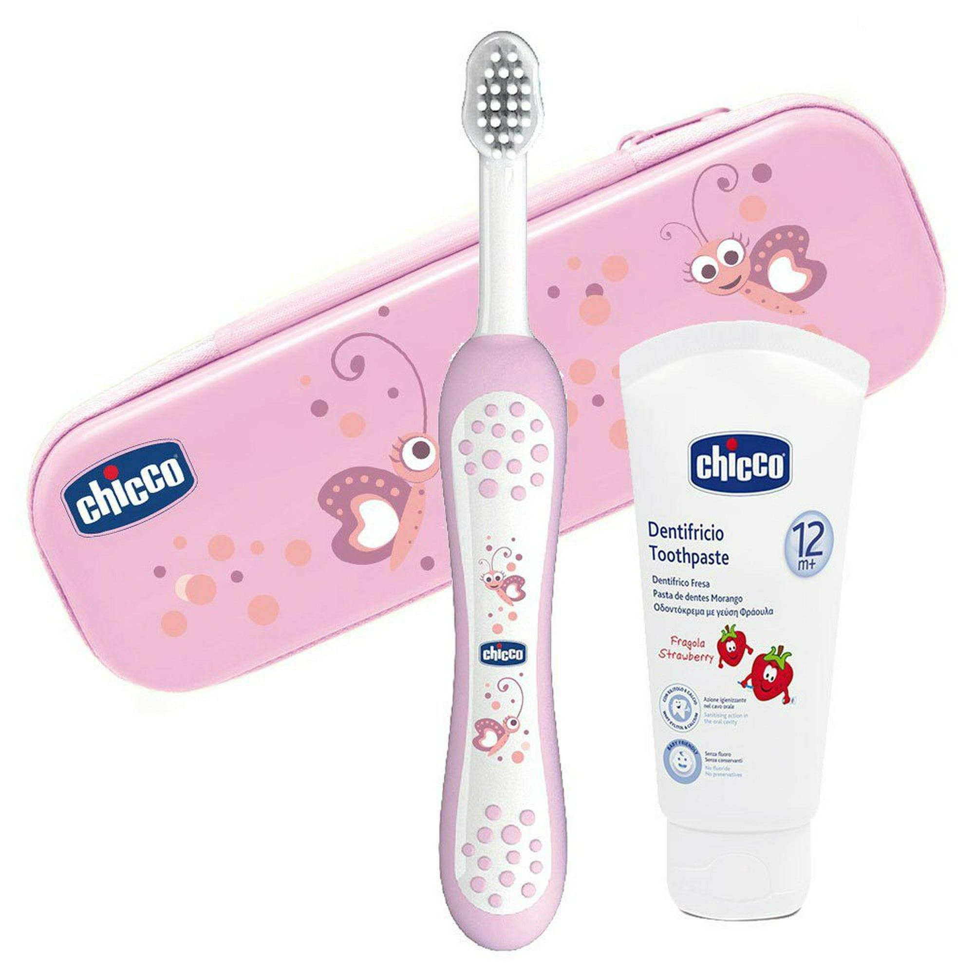 Chicco Set de Cepillo y pasta de dientes rosa para niños Chicco Rosa