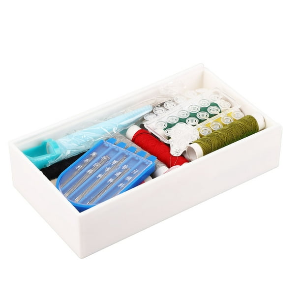 1 mini caja de costura, kit de costura pequeño portátil, hilo de botón de  mini tijeras, suministros de costura