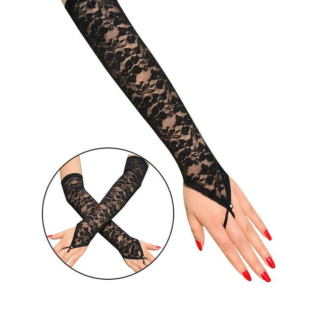 Guantes sin dedos punk para mujer, guantes rasgados para cosplay para  fiesta de disfraces de , 1 par, color negro Sunnimix guantes negros sin  dedos