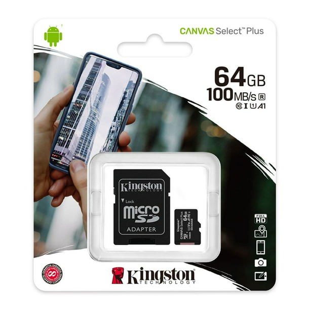 Micro SD Kingston Canvas Select Plus 100R A1 C10 64GB ADP