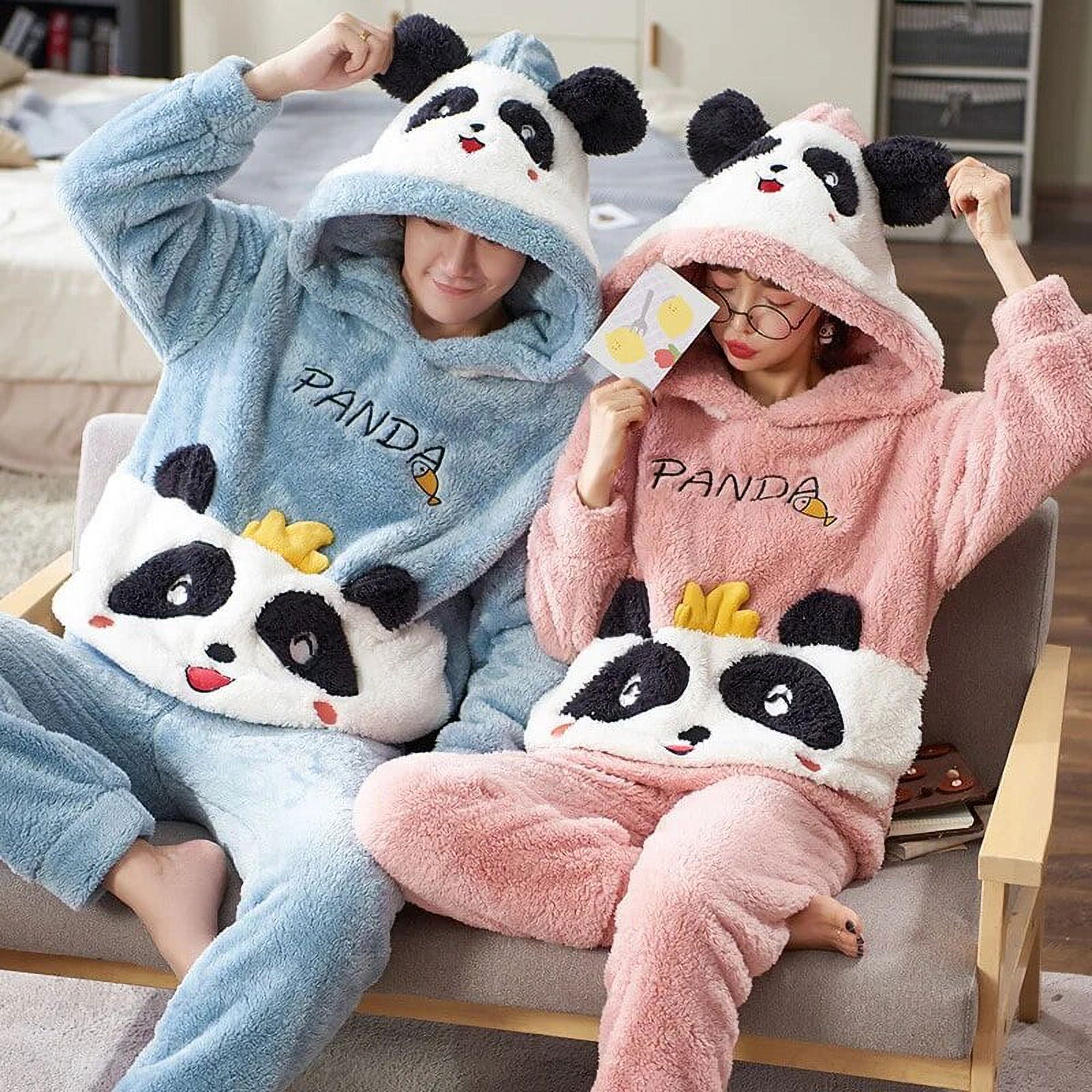 Conjuntos de pijamas para parejas para hombres y mujeres, ropa de dormir  gruesa de invierno, ropa de dormir de dinosaurio de dibujos animados,  amantes coreanos, ropa de casa suave y cálida