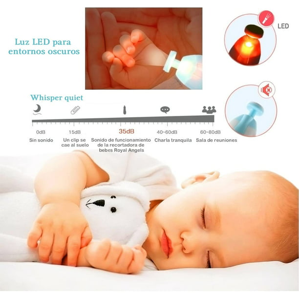 Lima de uñas bebe Cortaúñas LED para bebés, seguridad eléctrica, kit de lima  de uñas para bebés, cortador de seguridad 6 en 1, kit de aseo para recién  nacidos o uñas de