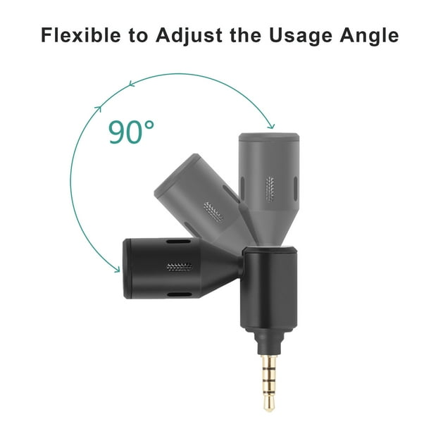 Micrófono Mini micrófono enchufable para teléfono inteligente. micrófono  para teléfono móvil. pastilla cardioide. conector TRRS de 3.5 mm. ángulo de  90 ° ajustable con 2 piezas de parabrisas para tel Maboto Micrófono