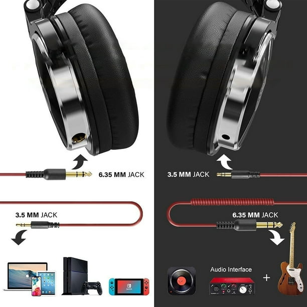 OneOdio - Auriculares de diadema con cable para graves con controlador de  50 mm, auriculares plegables ligeros con Shareport y micrófono para