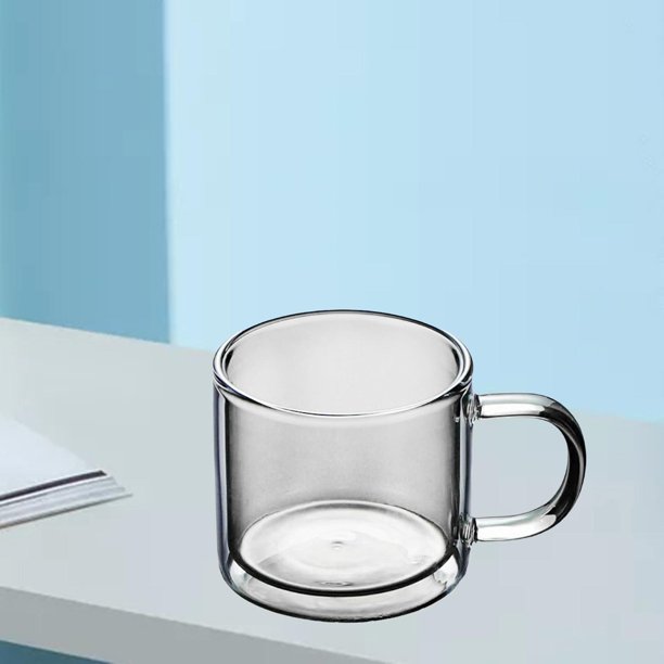 Tessco 24 tazas de café de doble pared, tazas de café de vidrio a granel de  5 onzas aisladas con asa, tazas de vidrio transparente para máquina de