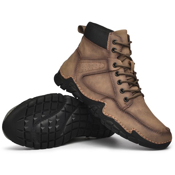 Zapatos casuales de cuero de caña alta para hombres, botas cortas cálidas,  zapatos de moda para hombres Wmkox8yii 123q2272