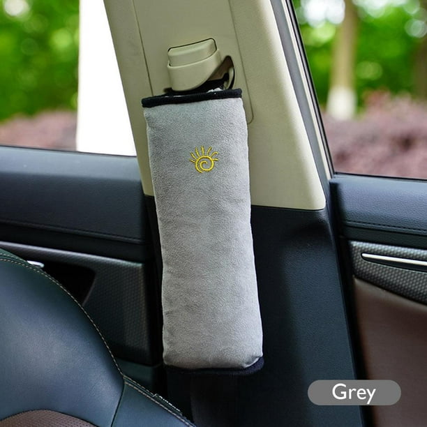 Funda de felpa para cinturón de seguridad de coche, almohadilla  transpirable para cinturón de seguridad para niños (gris)