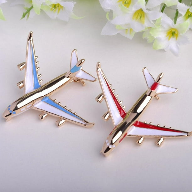 2 bonitos broches de avión para mujeres y niñas, a la moda, esmaltados,  pasadores de solapa de avión volador, insignia, traje, accesorios de  bufanda