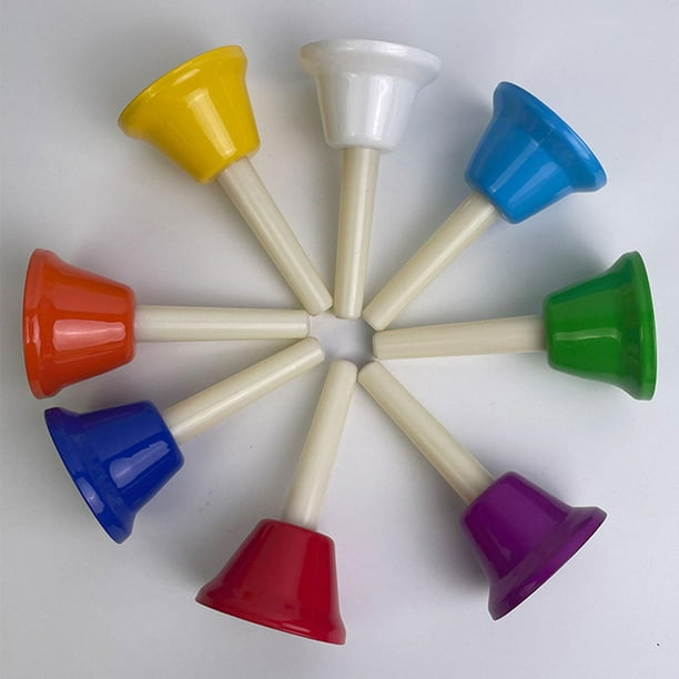 8 Uds campanas de mano coloridas campanas de percusión de mano campanas  musicales campanillas coloridas instrumento Musical para niños fiesta de  boda Hugo Campanas musicales