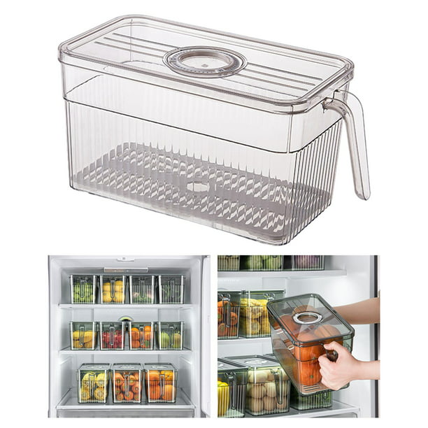 LALASTAR Contenedor organizador de refrigerador con cajón extraíble,  organizador grande para refrigerador y almacenamiento transparente,  organizador