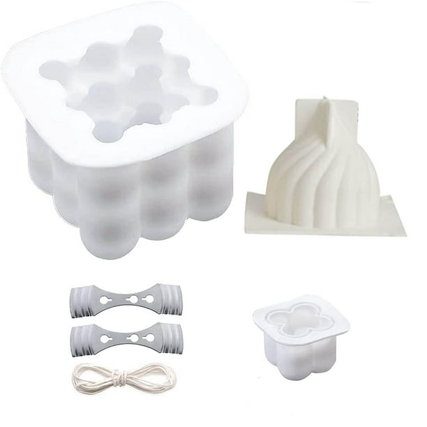  Paquete de 2 moldes para velas, molde de silicona muy lindo con  20 mechas incluidas para hacer velas, molde de jabón para hacer jabón. :  Arte y Manualidades