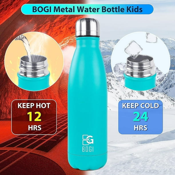 Botellas de agua de acero inoxidable 304 de 17 onzas, botella de agua  aislada al vacío de doble pared, botellas de agua deportivas de metal para