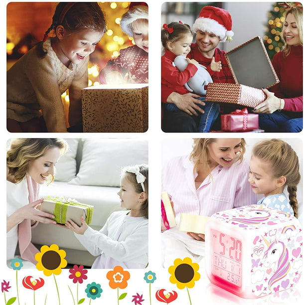 Reloj despertador para niños, reloj despertador digital para niño y niña  con luz nocturna LED de siete colores y función de despertador para la  escuela, regalos de cumpleaños, Navidad, decoración de dormitorio