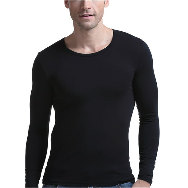 Ropa interior térmica fina delgada para hombre, ropa de otoño de cuello  redondo, camisa básica trans Pompotops oipoqjl7925