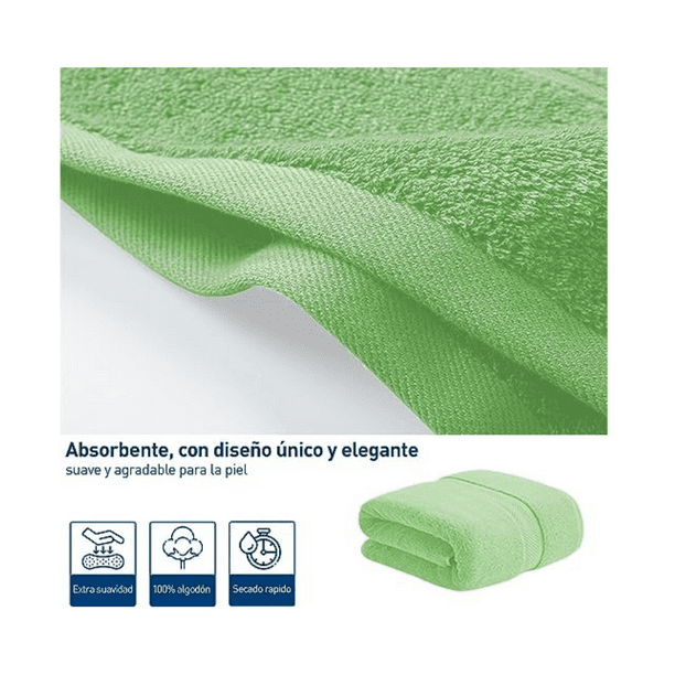Pack de 2 juegos de toallas de baño de 100% algodón de 450 gr en azul y  verde Benetton Diempi