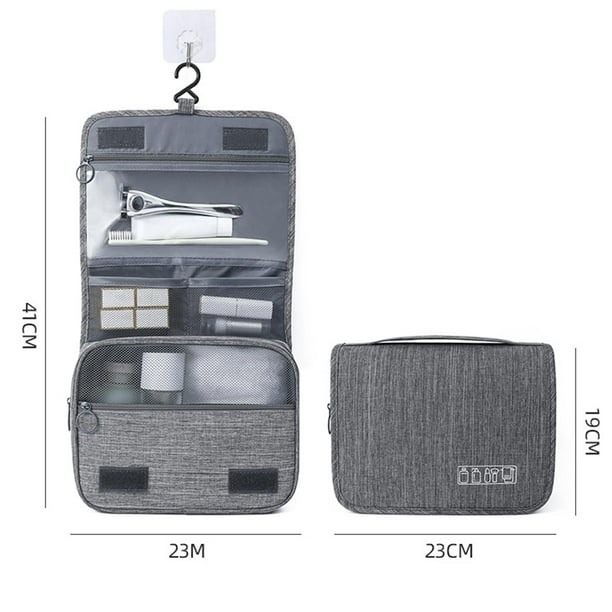 Neceser de viaje de doble capa para hombre, accesorios de viaje, bolsa  portátil a prueba de humedad (gris)
