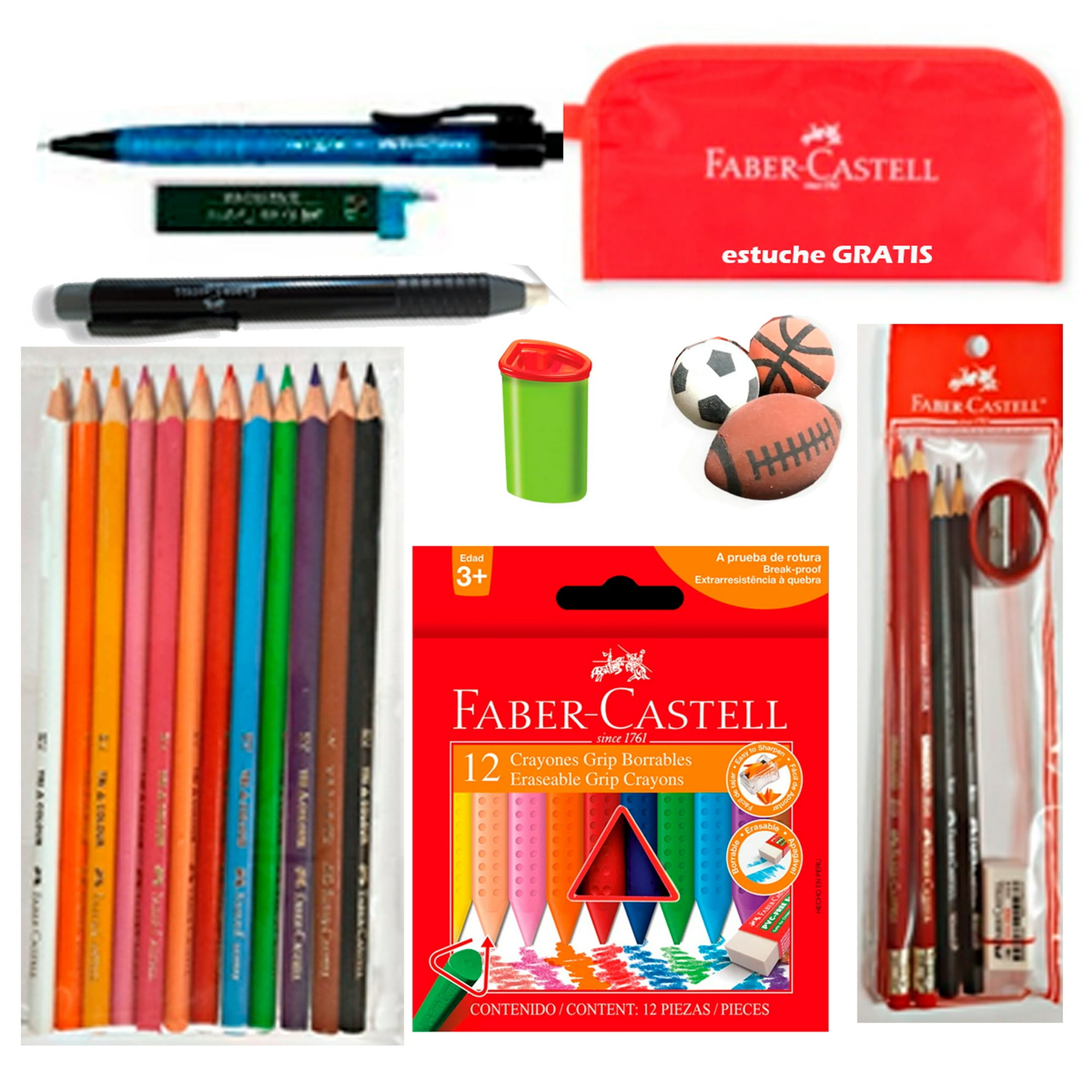 Sacapuntas de mesa Faber Castell / Papelería escolar para oficina en casa /  Verde / Rojo -  México