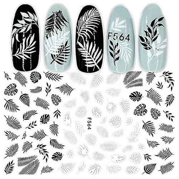 11 Hojas Pegatinas Para Uñas geométrico en blanco y negro minimalista  mediados de siglo Autoadesiva Nail Art Stickers Decoración : :  Belleza