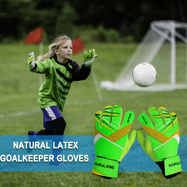 Guantes de fútbol para niños Accesorios deportivos de PU elásticos  ajustables (6 verdes)