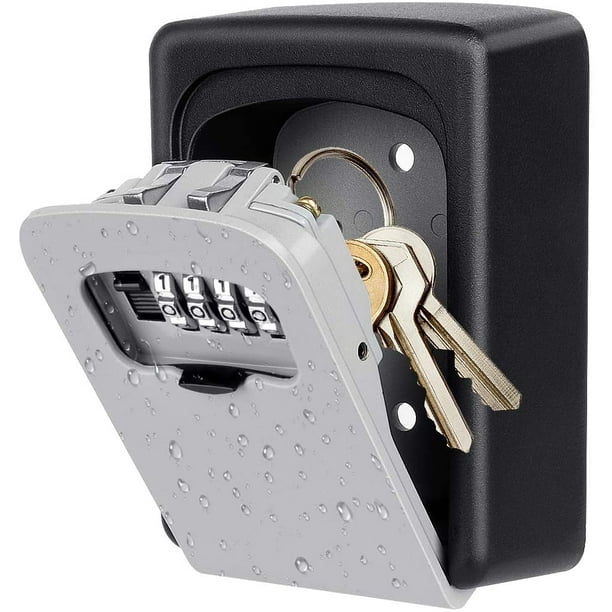 Caja fuerte para llaves con código numérico de 4 dígitos, color gris,  montaje en pared, para llaves de repuesto, casa, garaje, escuela :  : Bricolaje y herramientas
