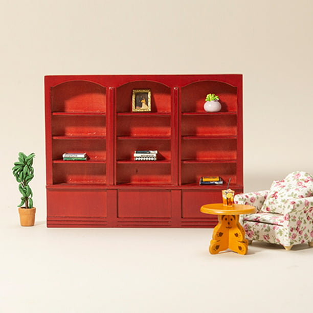 Mini estantería para casa de muñecas 1:12, modelo de muebles pequeños de  madera roja, decoración par Ndcxsfigh libre de BPA