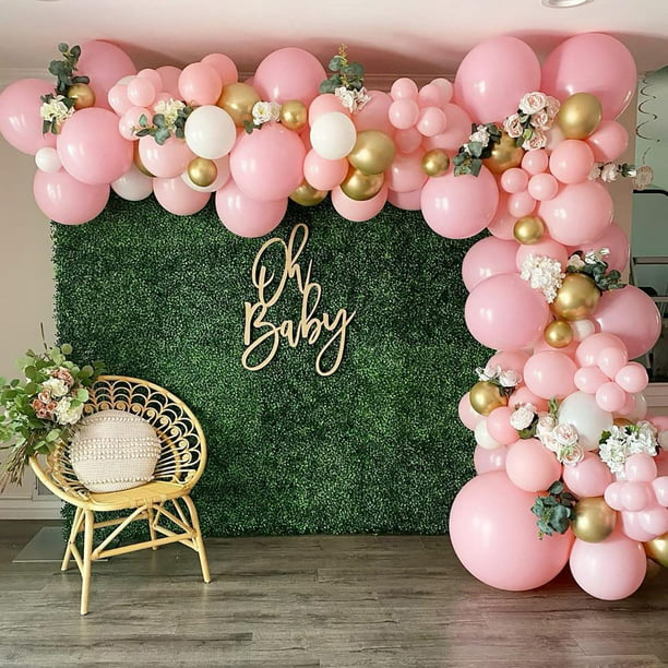 PartyWoo Globos de color rosa pastel, 50 globos rosa de 12 pulgadas, globos  rosa bebé para guirnalda de globos para arco de globos como decoración de