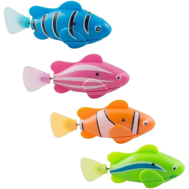 1 paquete de peces robot de natación, pez payaso eléctrico, pez payaso,  juguetes de bañera activados por agua para niños pequeños, niños y niñas,  azul