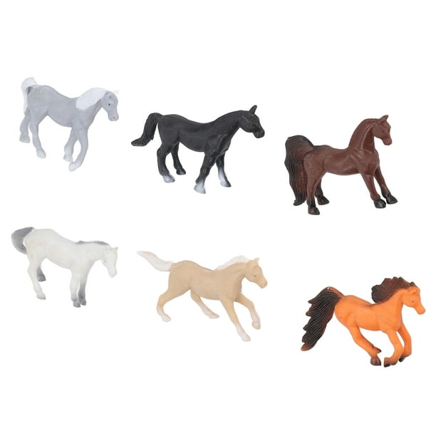 Juego de figuras de caballos de 6 uds., figura de caballo divertida y  bonita simulada para niños, modelo de juguete para juego de imitación,  decoración