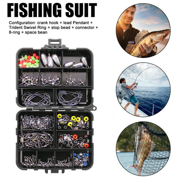 160 pcs Fishing Accessories Kit  Caja de pesca, Plomos de pesca, Anzuelos  de pesca