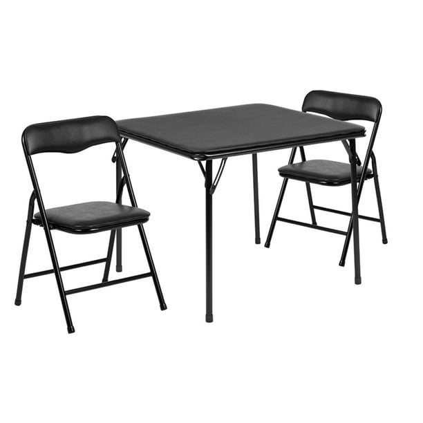 KAIHAOWIN Juego de sillas de mesa plegable, silla plegable de vinilo negro,  no requiere montaje, juego de sillas de mesa plegables ligeras para