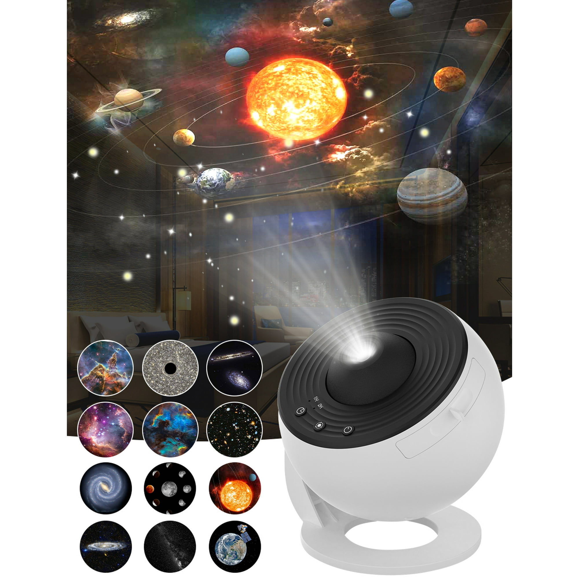 Proyector de estrella de planetario, proyector de galaxia, luz nocturna  realista de cielo estrellado con 12 discos de película, sistema solar de
