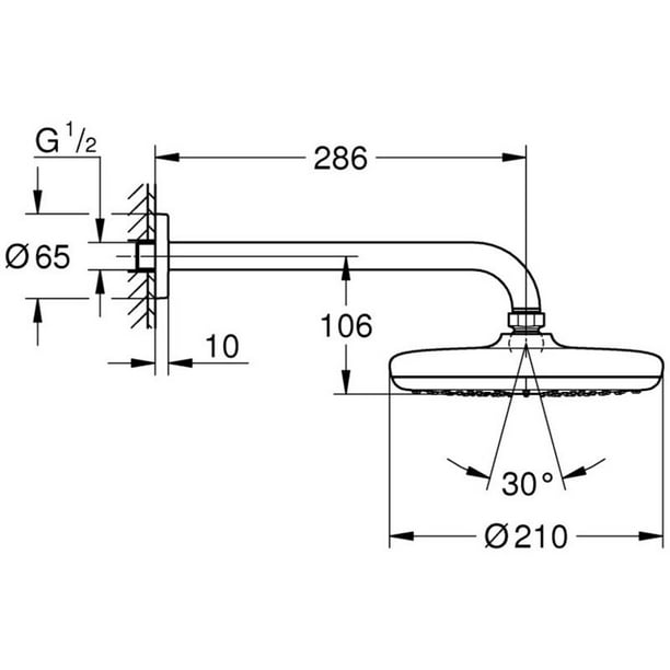 Grohe Grohtherm Conjunto de ducha empotrable con mezclador termostático,  ducha fija 210 mm + ducha de