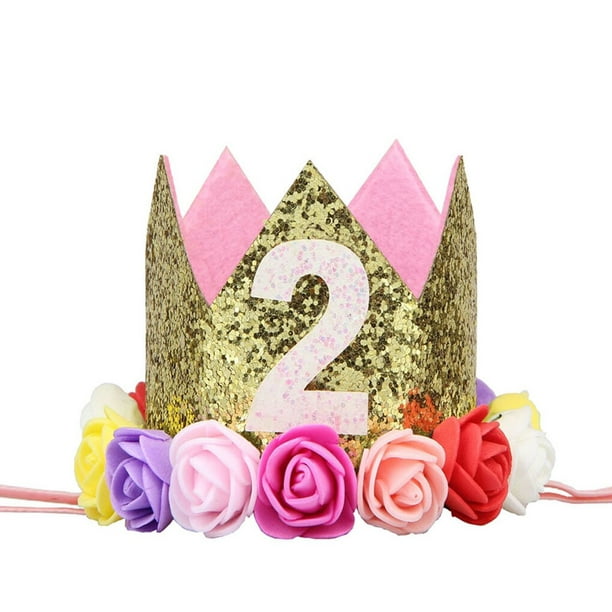 Gorro de fiesta de cumpleaños para recién nacido, gorro de flores, diadema,  1 año, 2 años, 3 años, 1 unidad, nuevo, 1/2 BANYUO