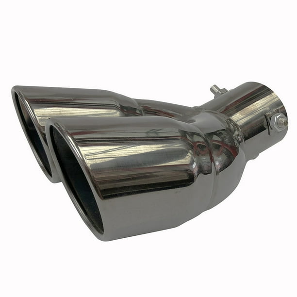 Punta de silenciador de cola de tubo de escape doble de corte inclinado  para automóvil de acero inoxidable