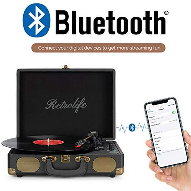 Tocadiscos de maleta vintage con Bluetooth con altavoces